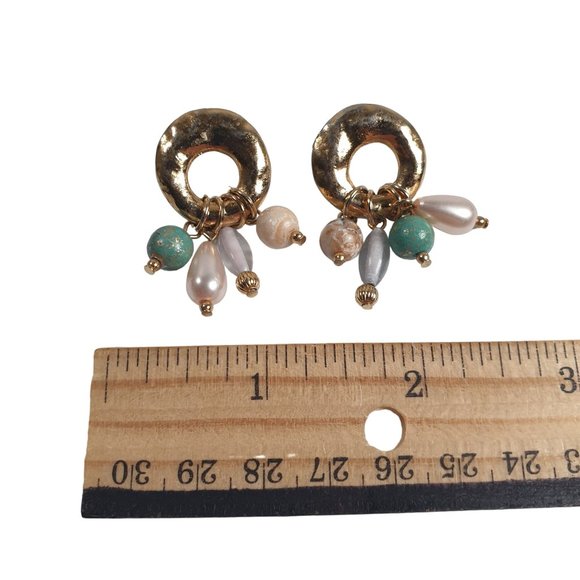 Beaded Gold Tone Beach Core Boho Vintage Earrings Women Jewelry Costume Fashion - Picture 2 of 5